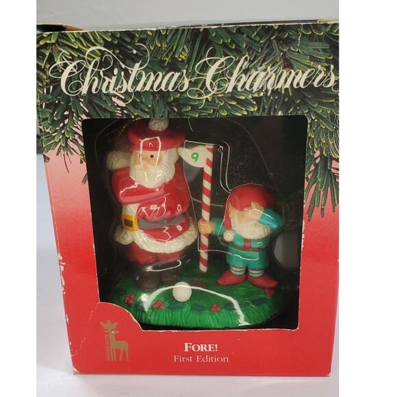 VTG 1992 Santa's Best "Fore" First Edition Christmas Ornament Santa Elf Golfing - Picture 1 of 8